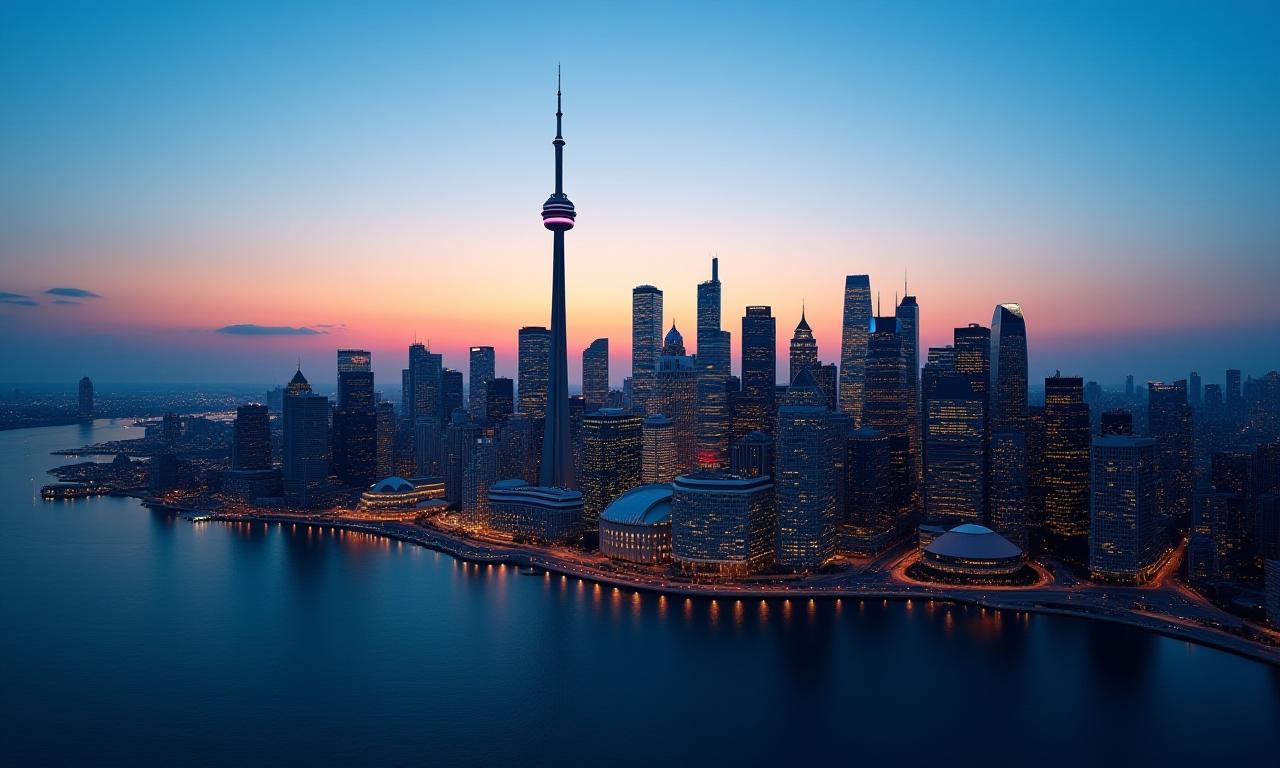 Vue aérienne de Toronto au crépuscule